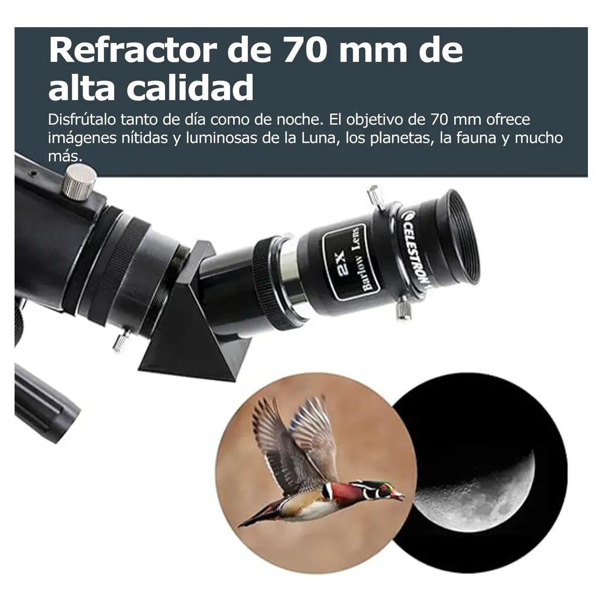 Telescopio Portátil Refractor 70mm con Accesorios Incluidos
