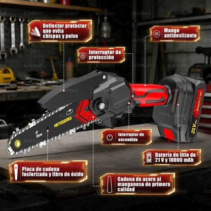 Motosierra Inalámbrica 1500W con Batería de 10000mAh y Accesorios Incluidos
