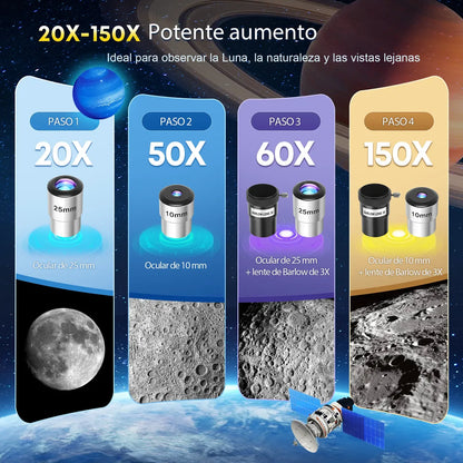 Telescopio 80mm con Mochila y Soporte para Celular - Exploración Astronómica Familiar