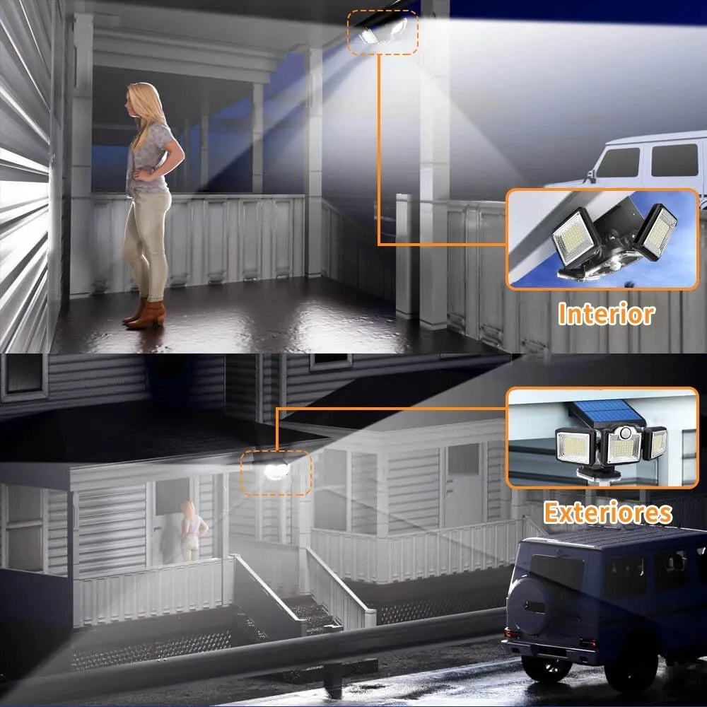 Lámpara Solar de Pared con Sensor de Luz y 192 LEDs para Exteriores