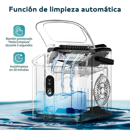 Máquina de Hacer Hielos Autolimpiante 12kg/24h con Handle - Metacompras
