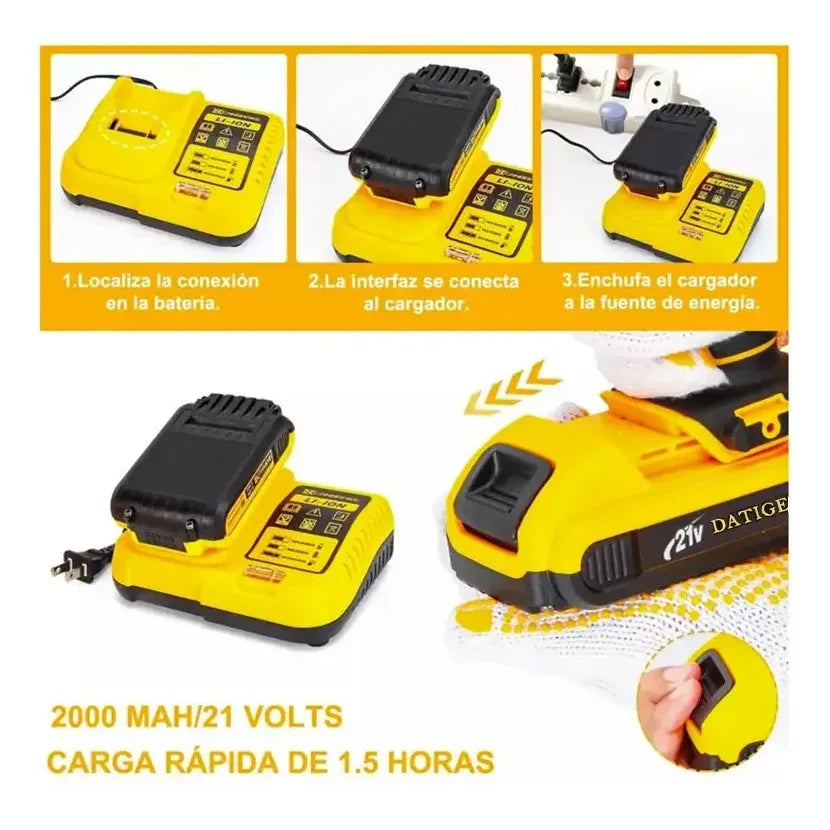 21V Cordless Drill Complete Kit with Impact and 2 Batteries