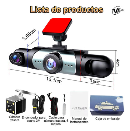 Cámara para Auto con Visión Nocturna y Luz LED - 64GB Incluidos