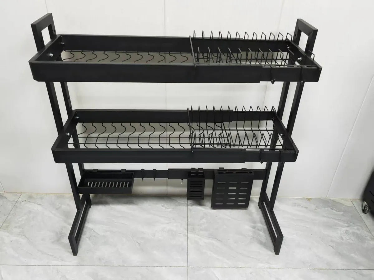 Escurridor de Trastes Ajustable sobre Fregadero - Organizador de Platos Negro