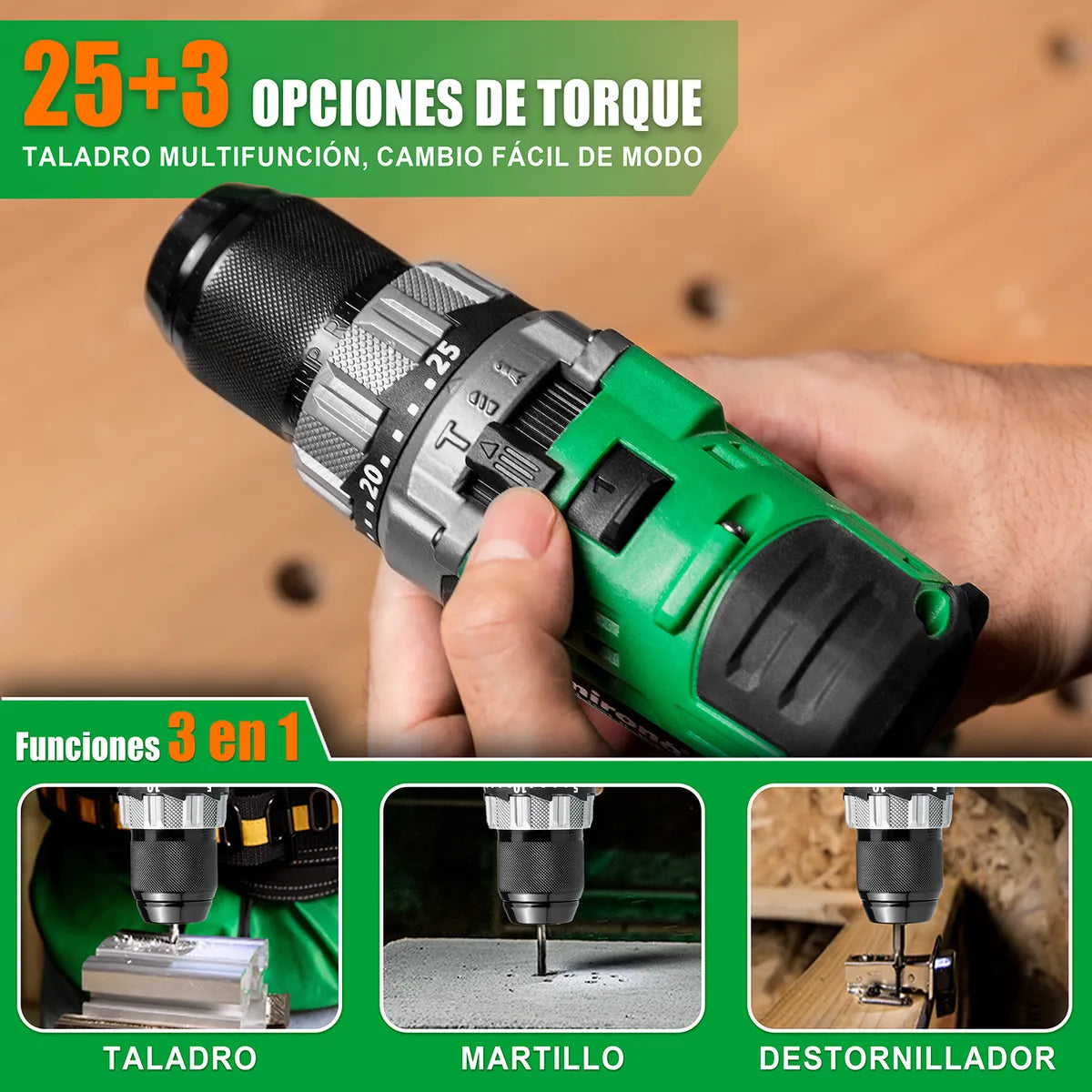 Taladro Rotomartillo 80nm 20v 3.0ah - Potente y Sin Carbones - Metacompras