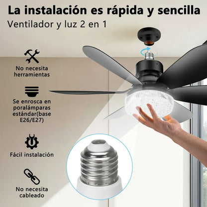 Ventilador de Techo con Luz y Control Remoto para Iluminar y Ventilar - Metacompras