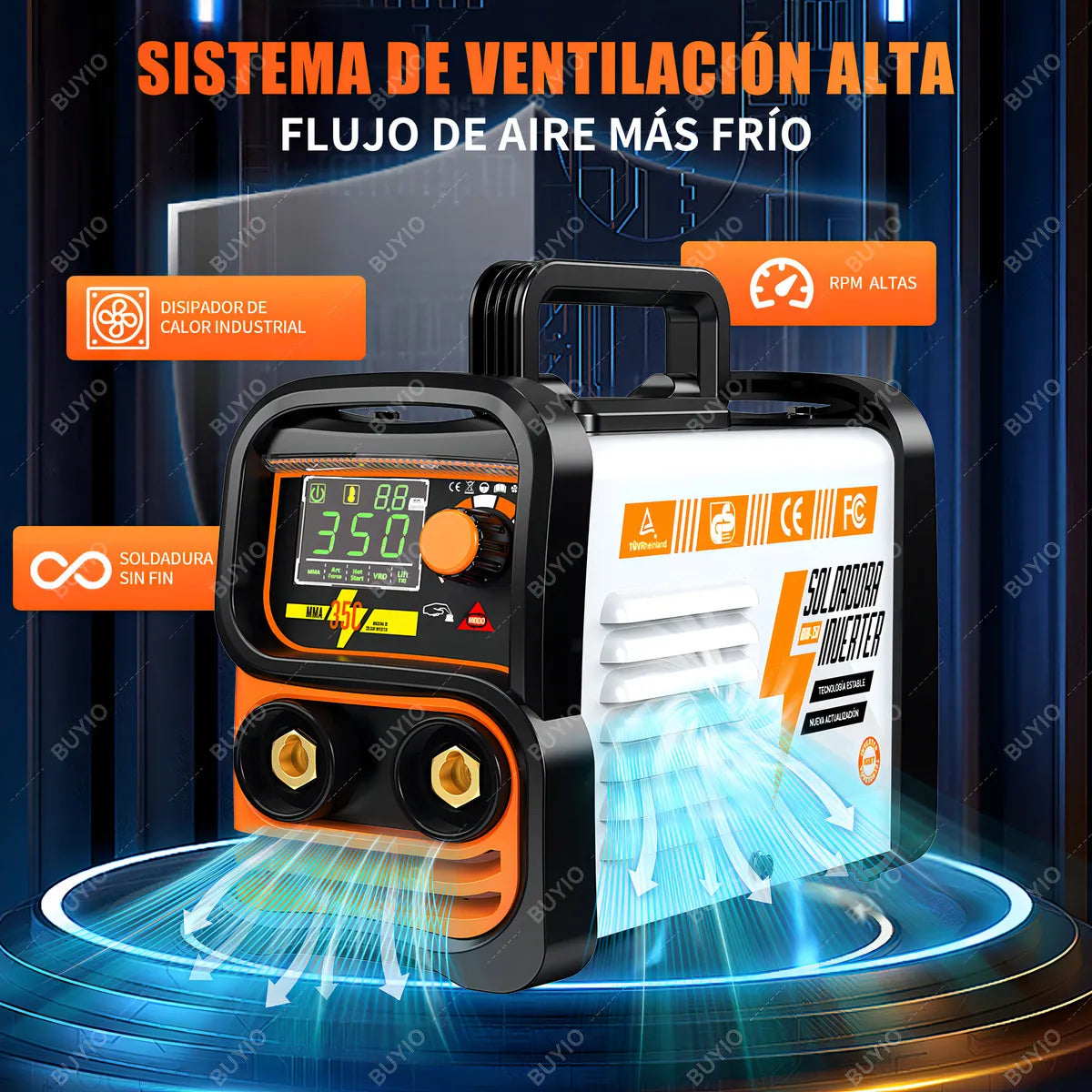 Soldadora Inverter 20-350A 2 en 1 MMA/TIG con Pantalla LCD y Luz LED - Metacompras