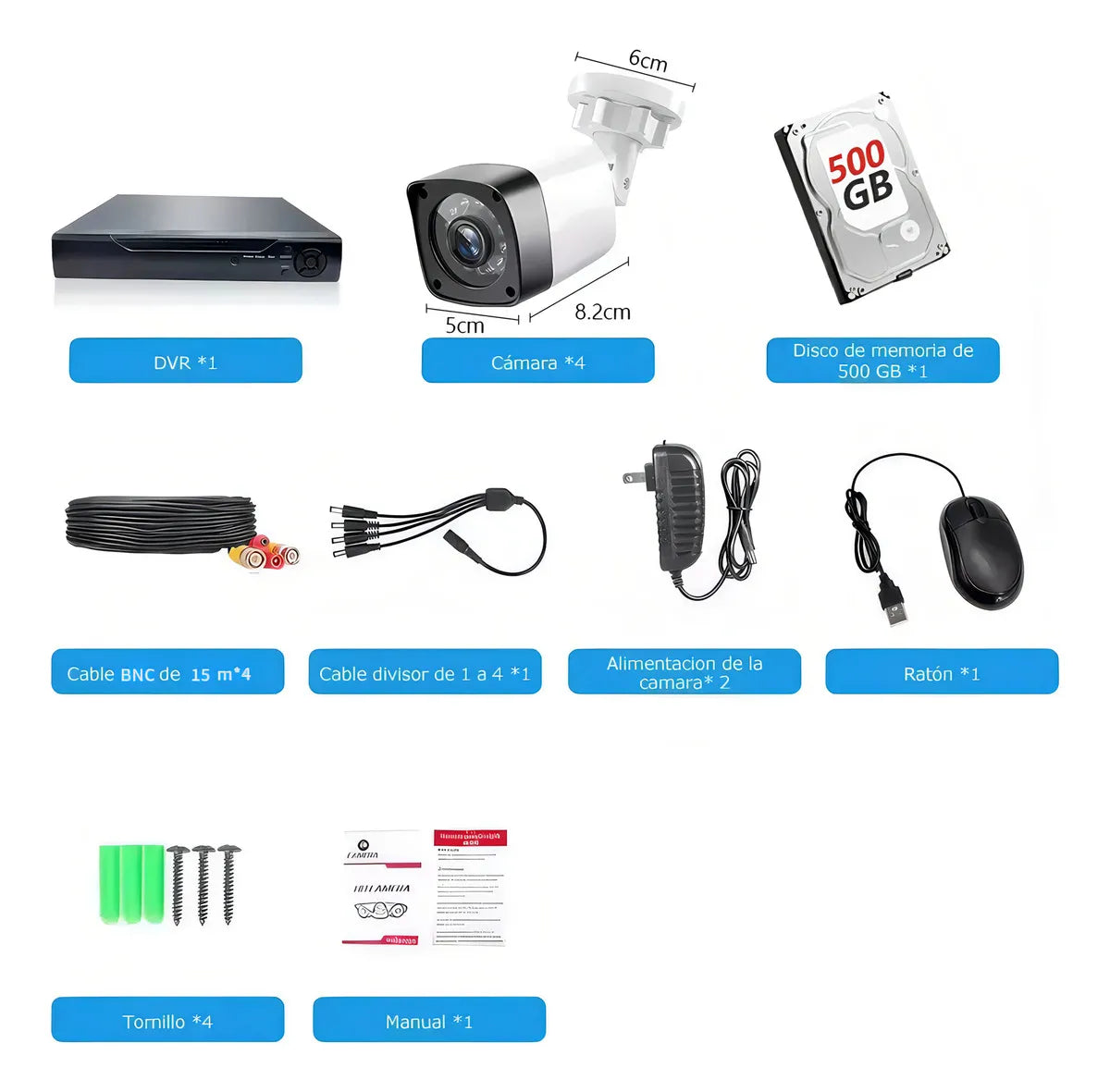 Kit Completo de 4 Cámaras de Seguridad 2MP con Visión Nocturna - Metacompras