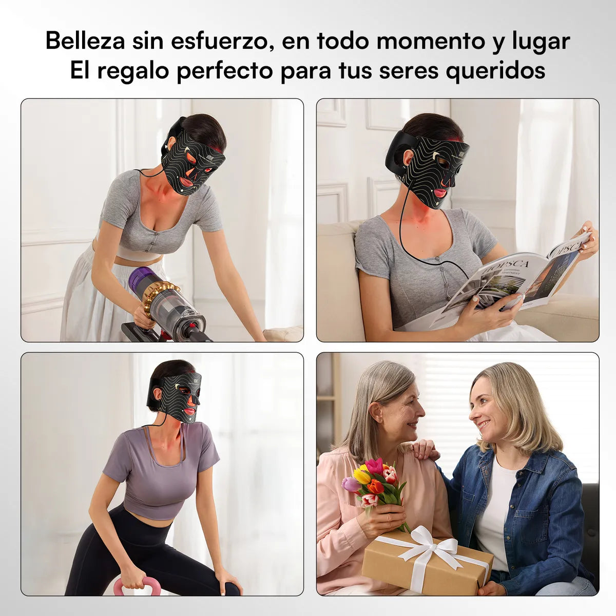 Máscara de Terapia de Luz Roja para el Rostro - 4 Modos de Tratamiento