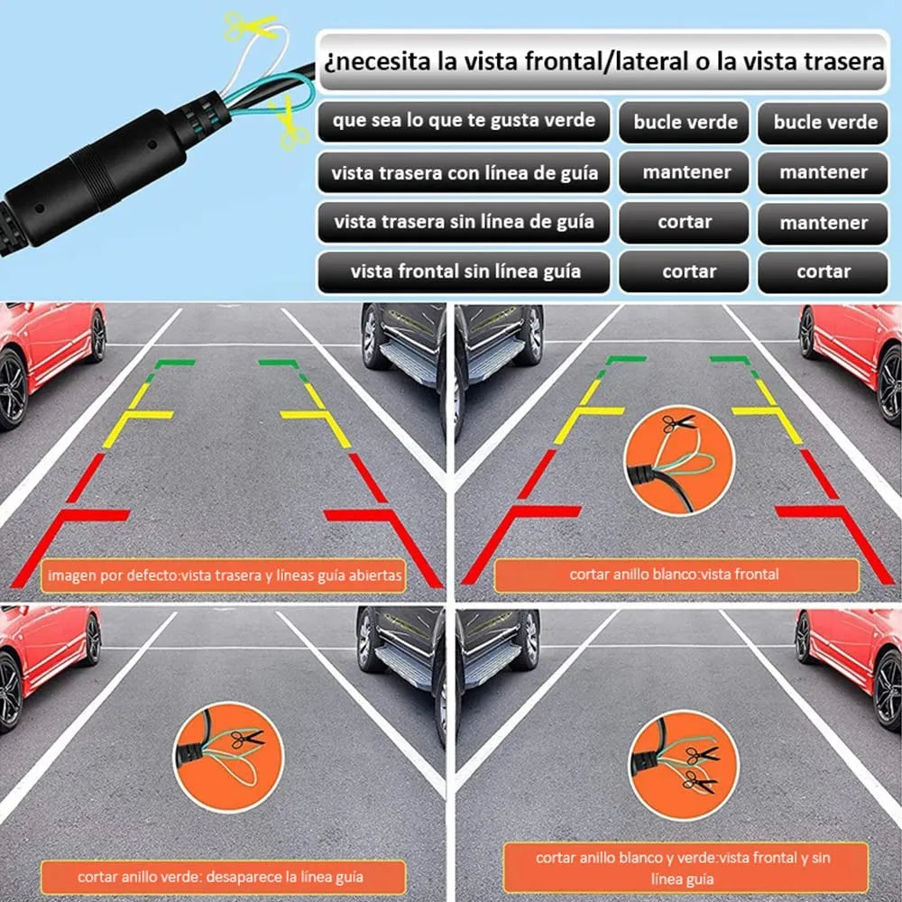 Cámara Reversa Portaplaca con 8 Luces LED y Visión Nocturna Ideal para Seguridad