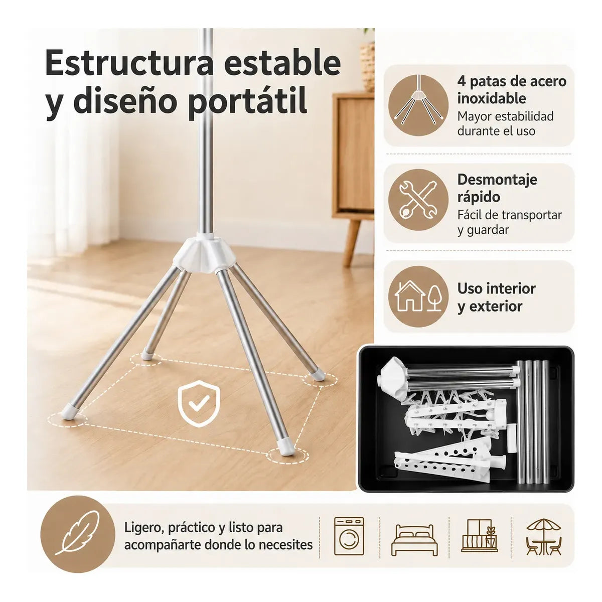Tendedero Plegable Portátil con Alta Capacidad para Secar Ropa