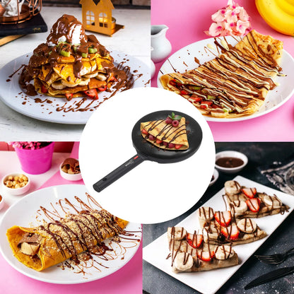 Máquina de Crepas Antiadherente 22 cm Multifuncional 600W Negra