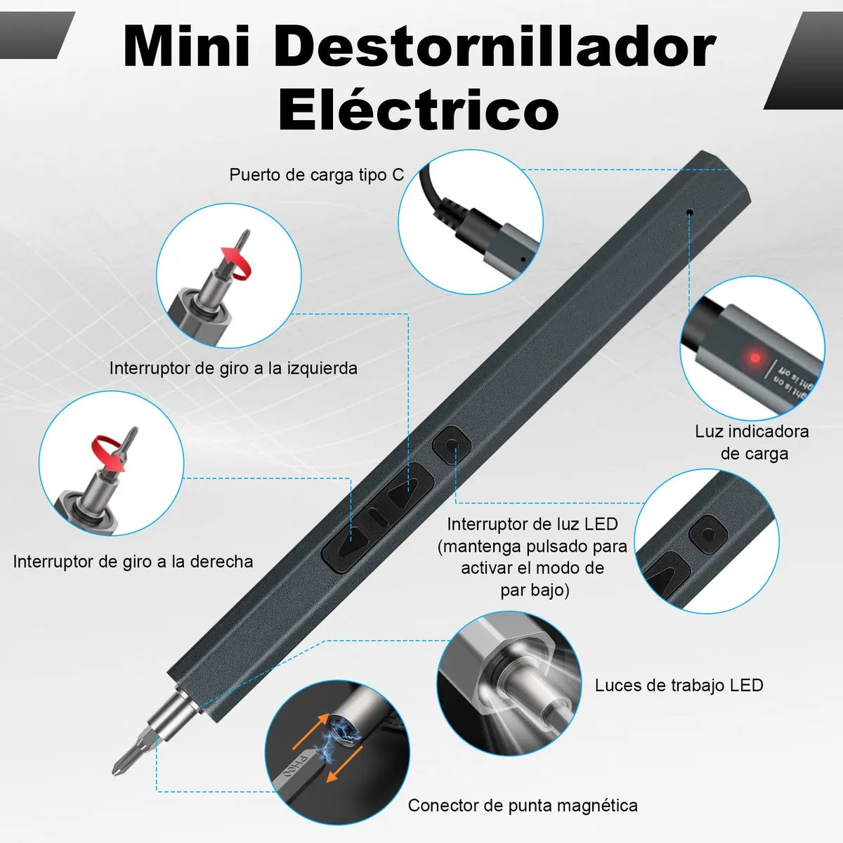 Juego de Desarmador Eléctrico Inalámbrico de Precisión 82 Pcs 200 Rpm