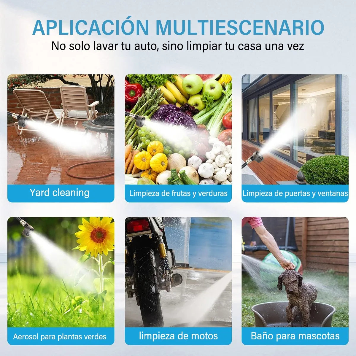 Hidrolavadora eléctrica portátil inalámbrica 550W 680psi de presión máxima