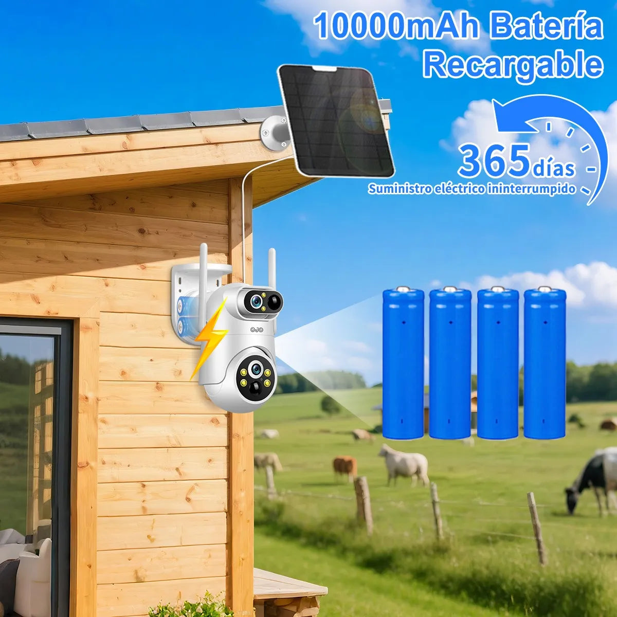 Cámara de Seguridad Solar 12MP con Doble Lente y Pantalla 5G