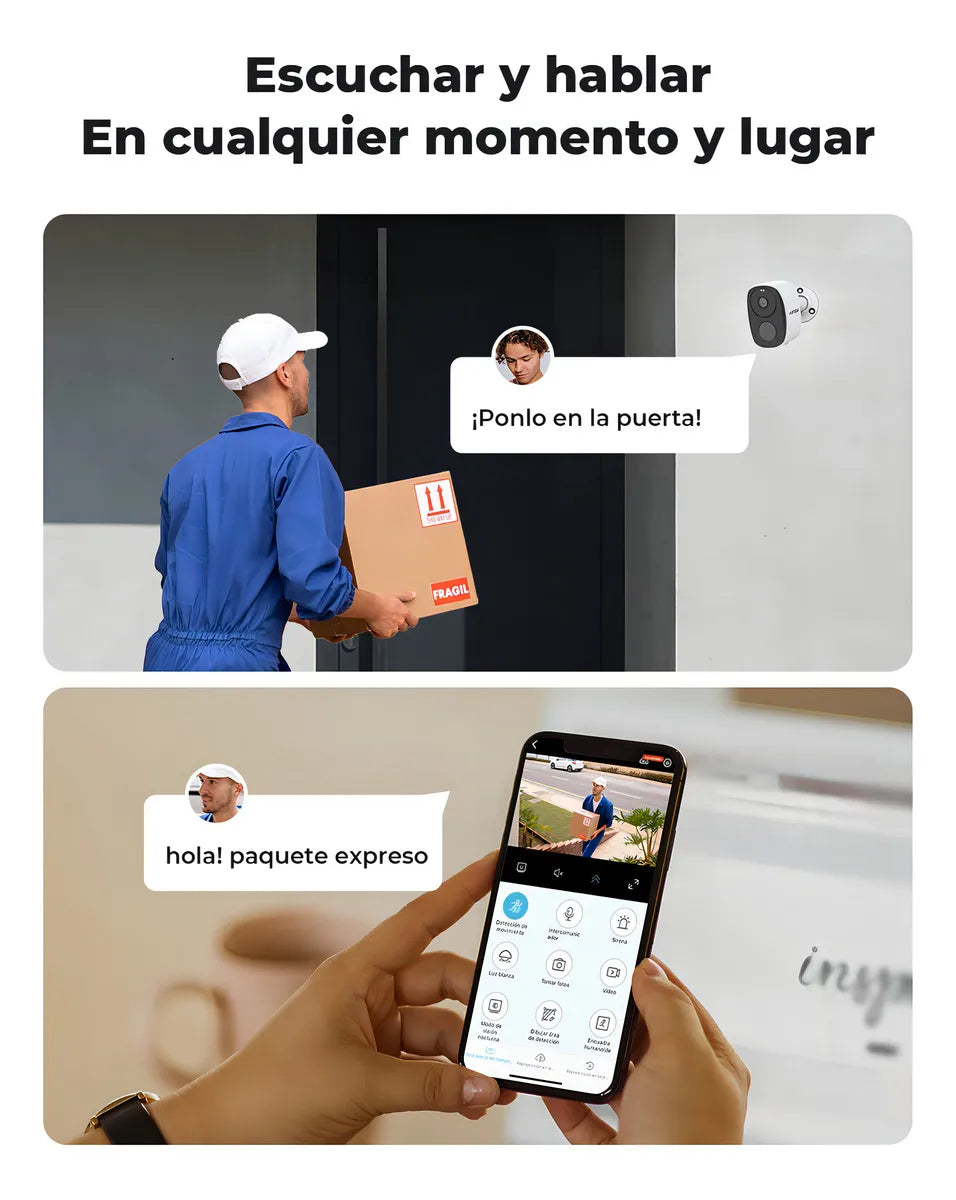 Cámara de Seguridad Solar WiFi Exterior 3MP Recargable Color Blanco - Metacompras
