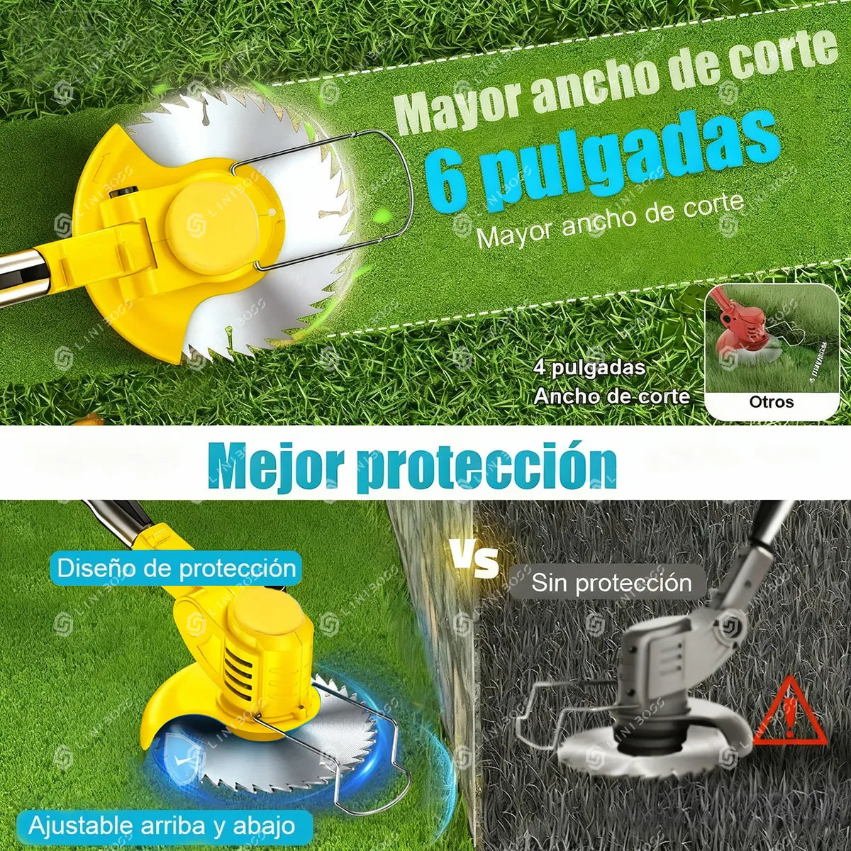 Desbrozadora Inalámbrica Eléctrica Pasto Podadora Plegable Amarillo - Metacompras