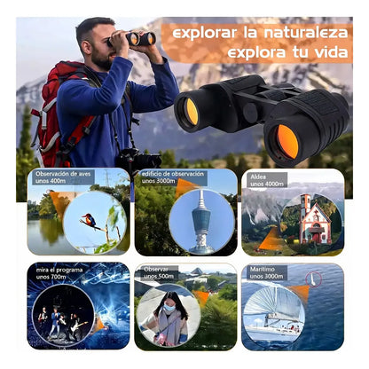 Binoculares HD 100x100 con Clip para Móvil y Visión Nocturna