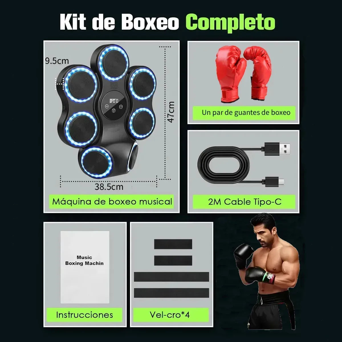Smart Music Boxing Machine for Home Training 40x40 cm