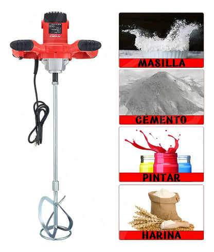 Mezcladora Eléctrica 2100W 6 Velocidades Ideal para Pintura y Cemento - Metacompras