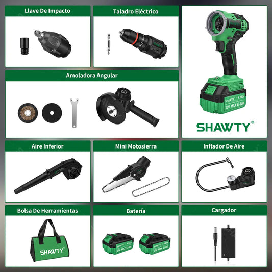 Taladro Inalámbrico 6 En 1 20V con Baterías y Múltiples Funciones