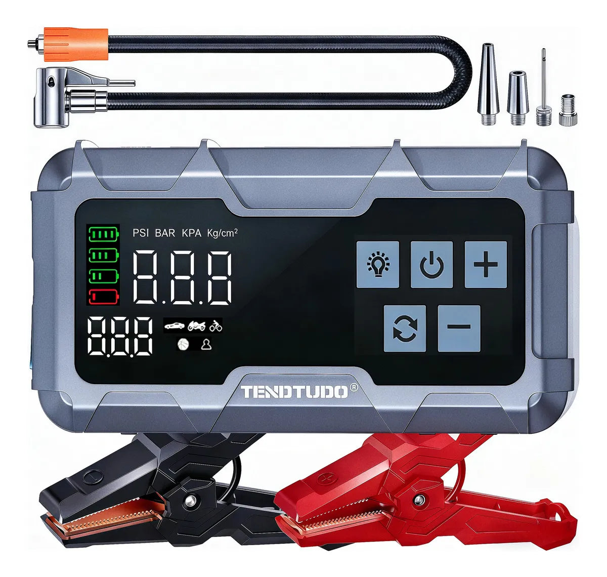 Batería Portátil 2en1 para Auto y Moto con Compresor Inflador 150 PSI