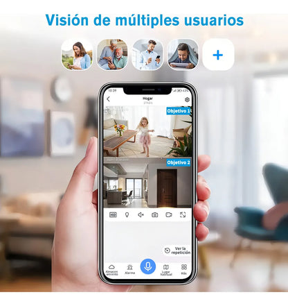 Cámara de Seguridad Full HD Doble Pantalla con Alarma Integrada - Metacompras