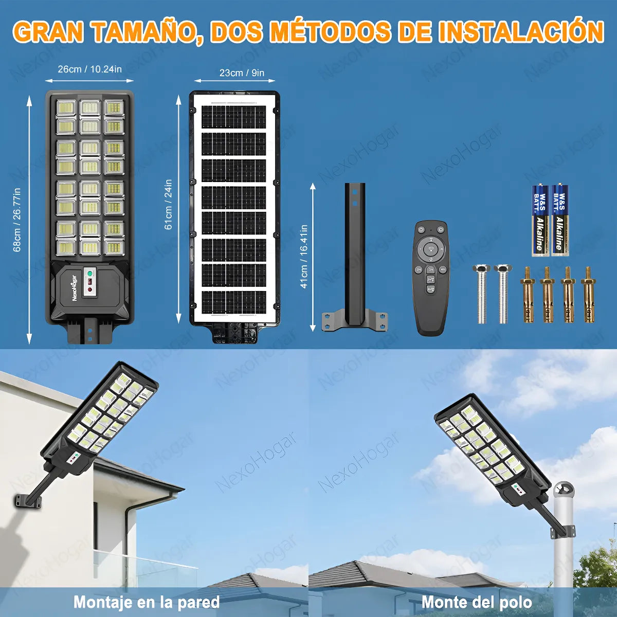 Lámpara LED Solar Exterior 9800W para Alumbrado Público Eficiente - Metacompras