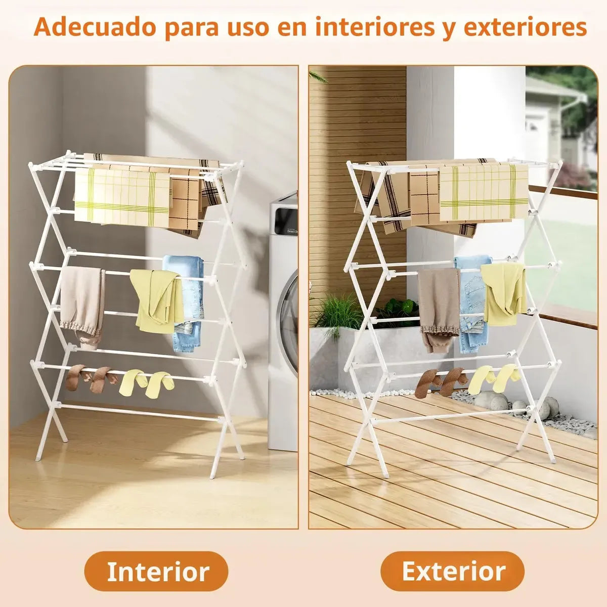 Tendedero Plegable de 3 Niveles para Secar Ropa en Espacios Reducidos