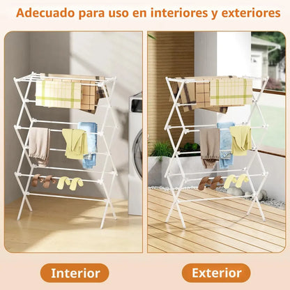 Tendedero Plegable de 3 Niveles para Secar Ropa en Espacios Reducidos