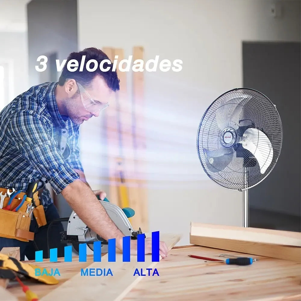 Mytek 3392 Pedestal Fan - 3 Speeds and Adjustable Oscillation