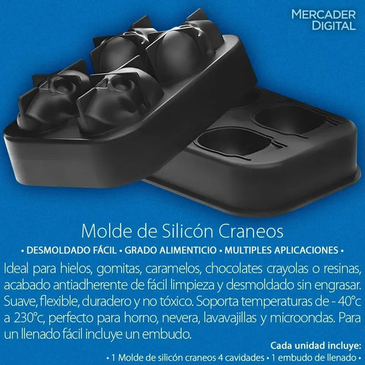 Molde de Silicón Calavera para Hielo y Repostería Antiadherente - Metacompras