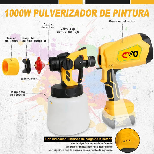 Pistola de Pintura Inalámbrica 700W con Baterías Recargables