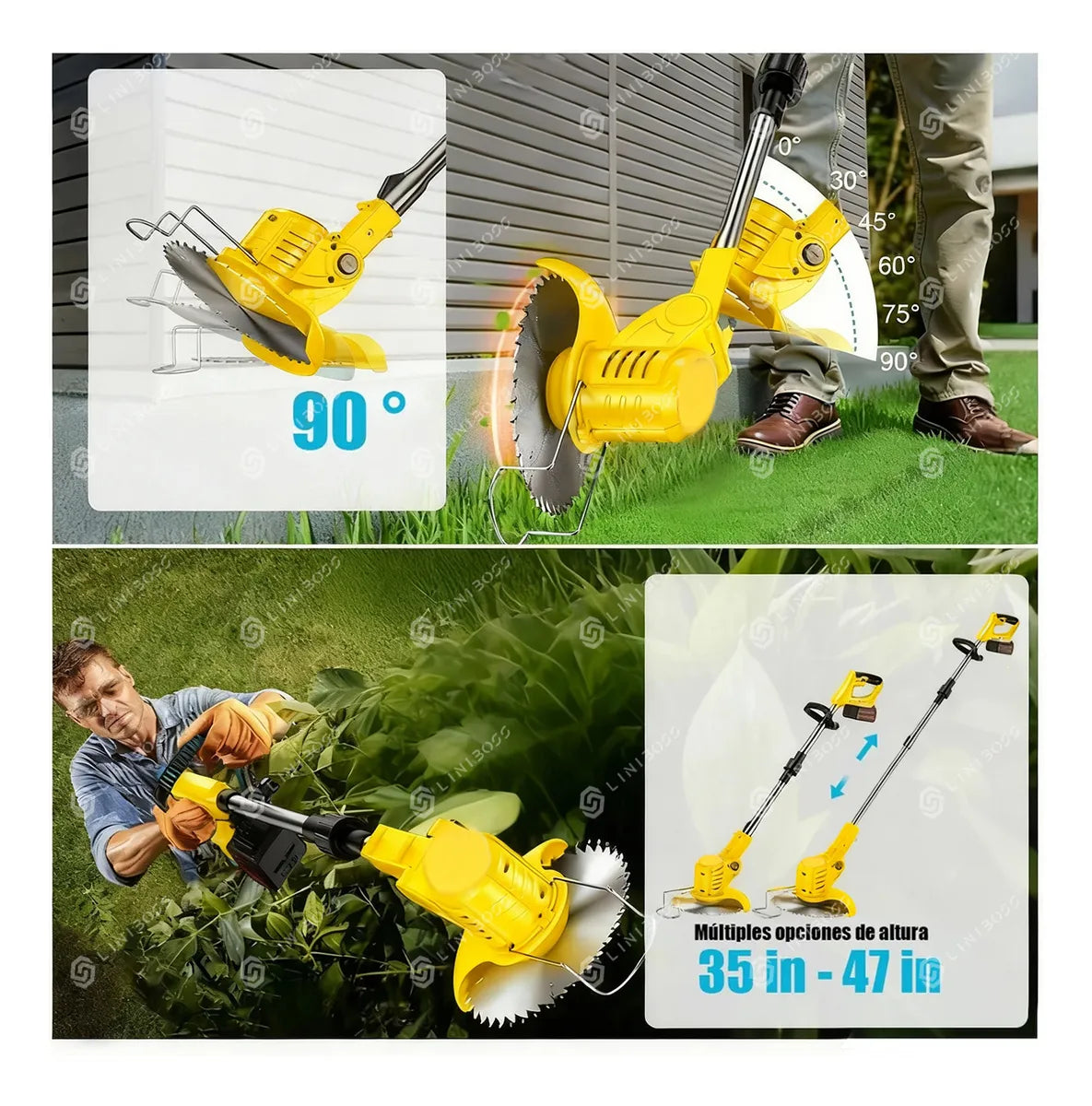Desbrozadora Inalámbrica Eléctrica Pasto Podadora Plegable Amarillo - Metacompras