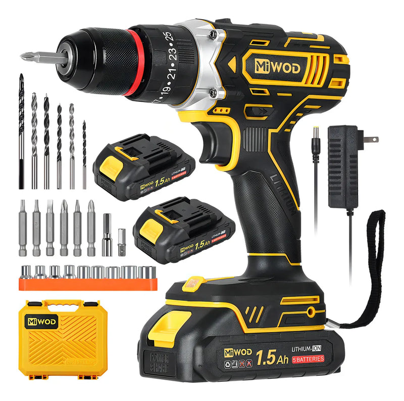 Taladro Atornillador Inalámbrico 21V con 2 Baterías Li-Ion y Mandril 10mm - Metacompras