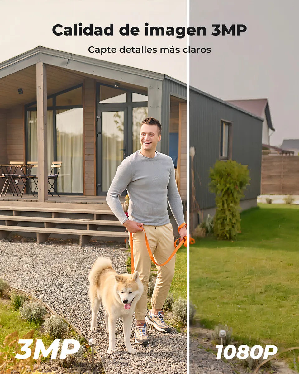 Cámara de Seguridad Solar WiFi Exterior 3MP Recargable Color Blanco - Metacompras