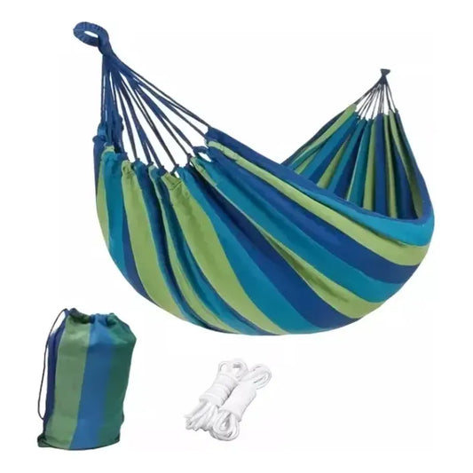 Hamaca de Algodón para Jardín y Camping con Kit de Instalación