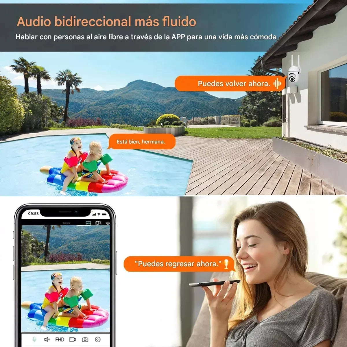 Cámara de Seguridad Wifi 360° 3MP Exterior Nocturna con Alarma - Metacompras