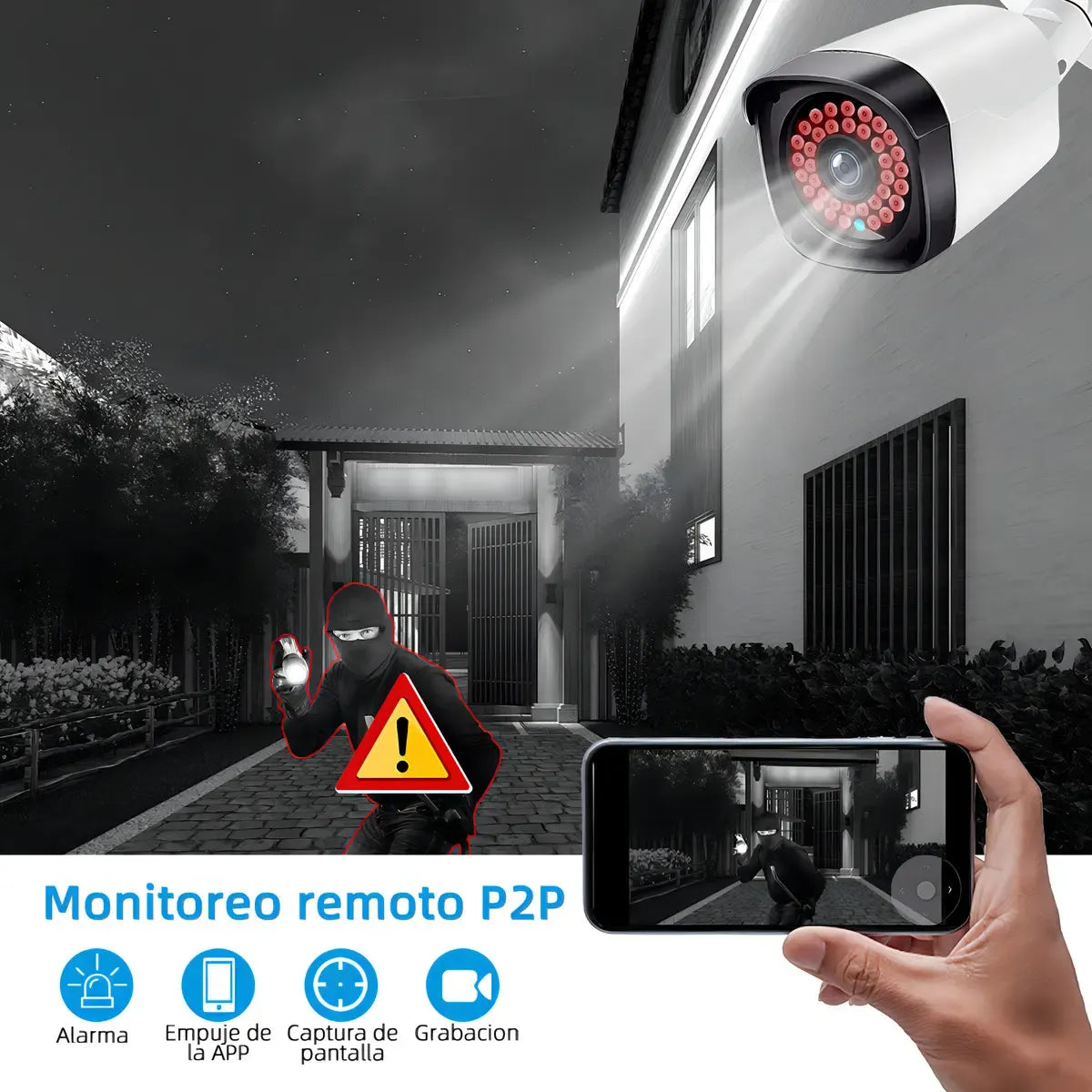 Kit de Cámaras de Seguridad 2MP con Visión Nocturna y Almacenamiento 500GB