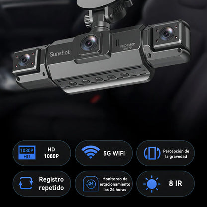 Cámara de Vehículo 360° 1080p con Visión Nocturna y WiFi 64GB