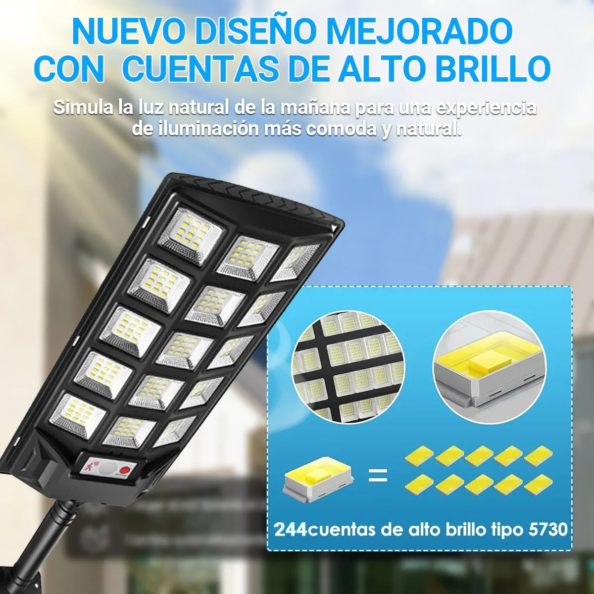 Lámpara LED Solar Exterior 4800W para Alumbrado Público Eficiente - Metacompras