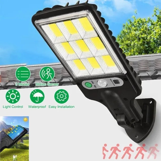 Lámpara Solar Exterior De Pared 120 Cob Con Sensor Inteligente - Metacompras