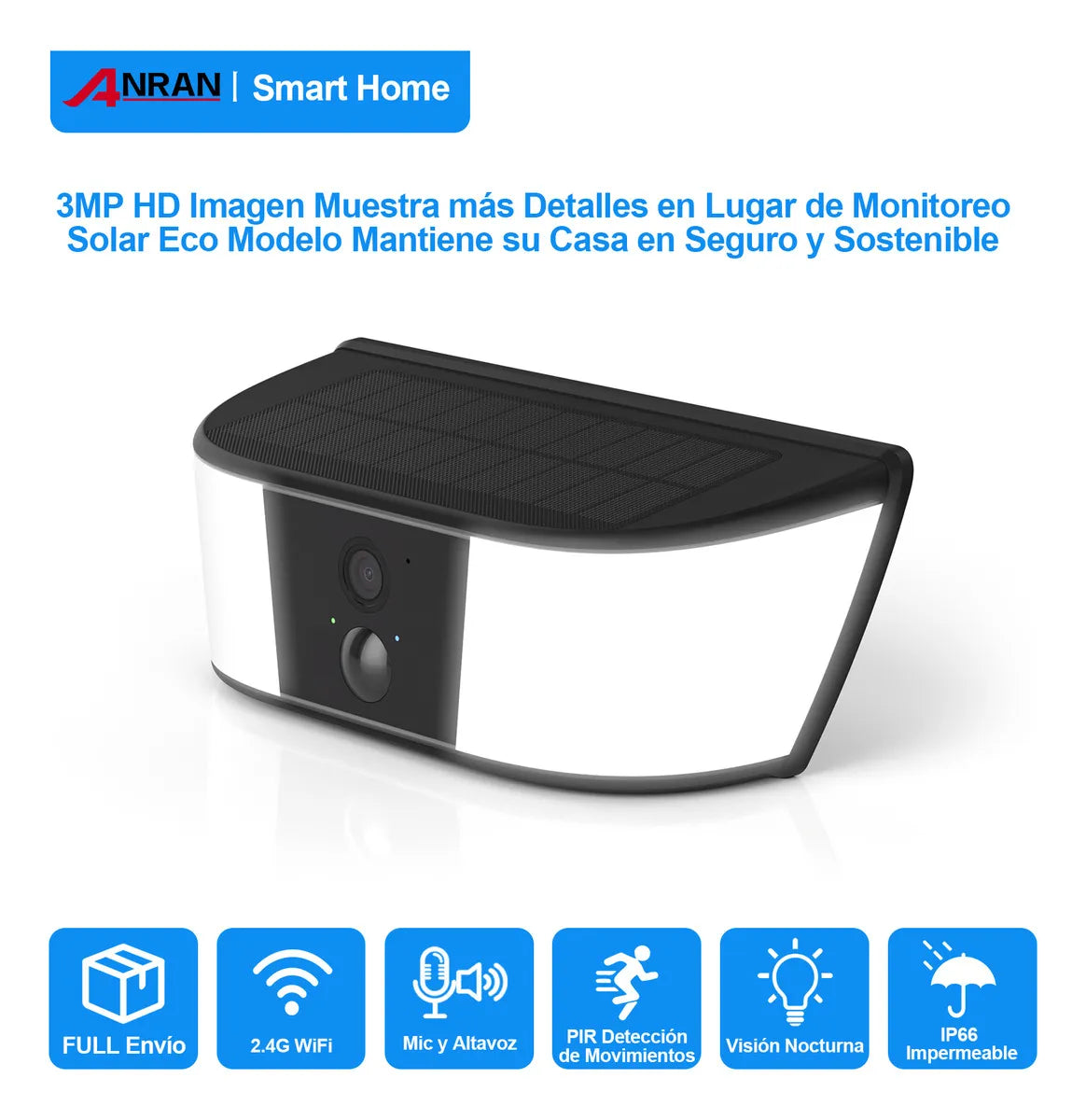 Cámara de Seguridad Solar Wifi Inalámbrica para Exteriores con Alarma y Audio - Metacompras