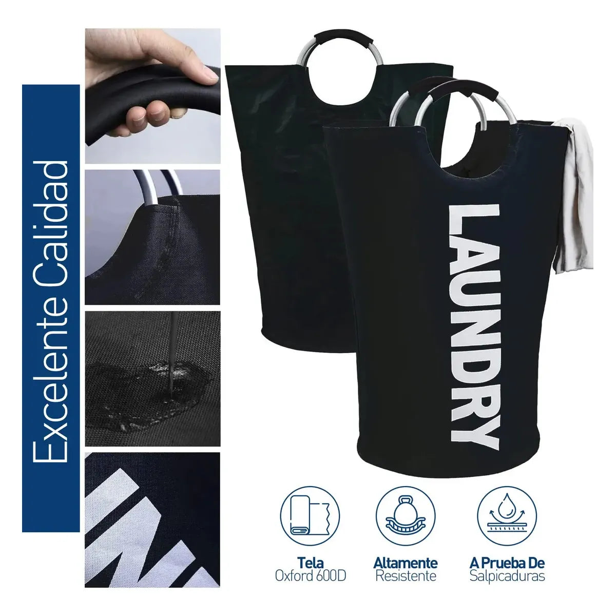 Cesto Plegable para Ropa Sucia con Agarre - Organizador de Lavandería