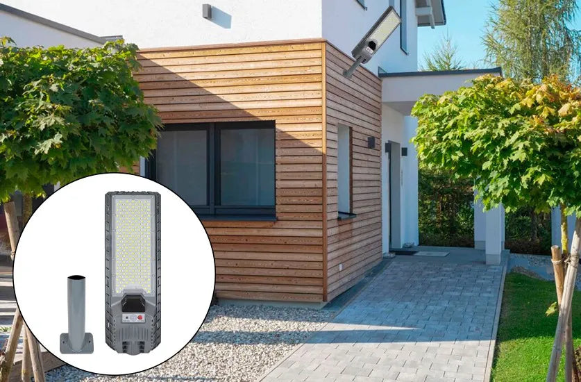 Lámpara Solar 600W con Brazo Plateado para Iluminación Eficiente - Metacompras