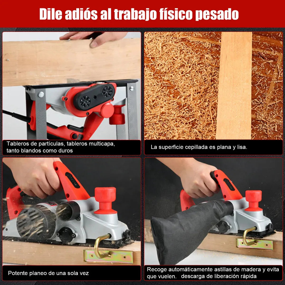Cepilladora Eléctrica Profesional para Madera - Kit Completo Rojo - Metacompras