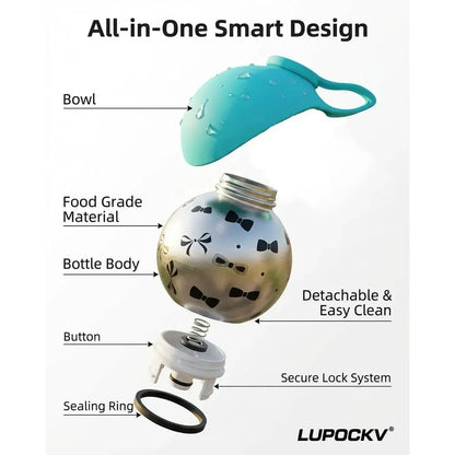 Botella de Agua Portátil 2en1 Plegable e Impermeable para Mascotas