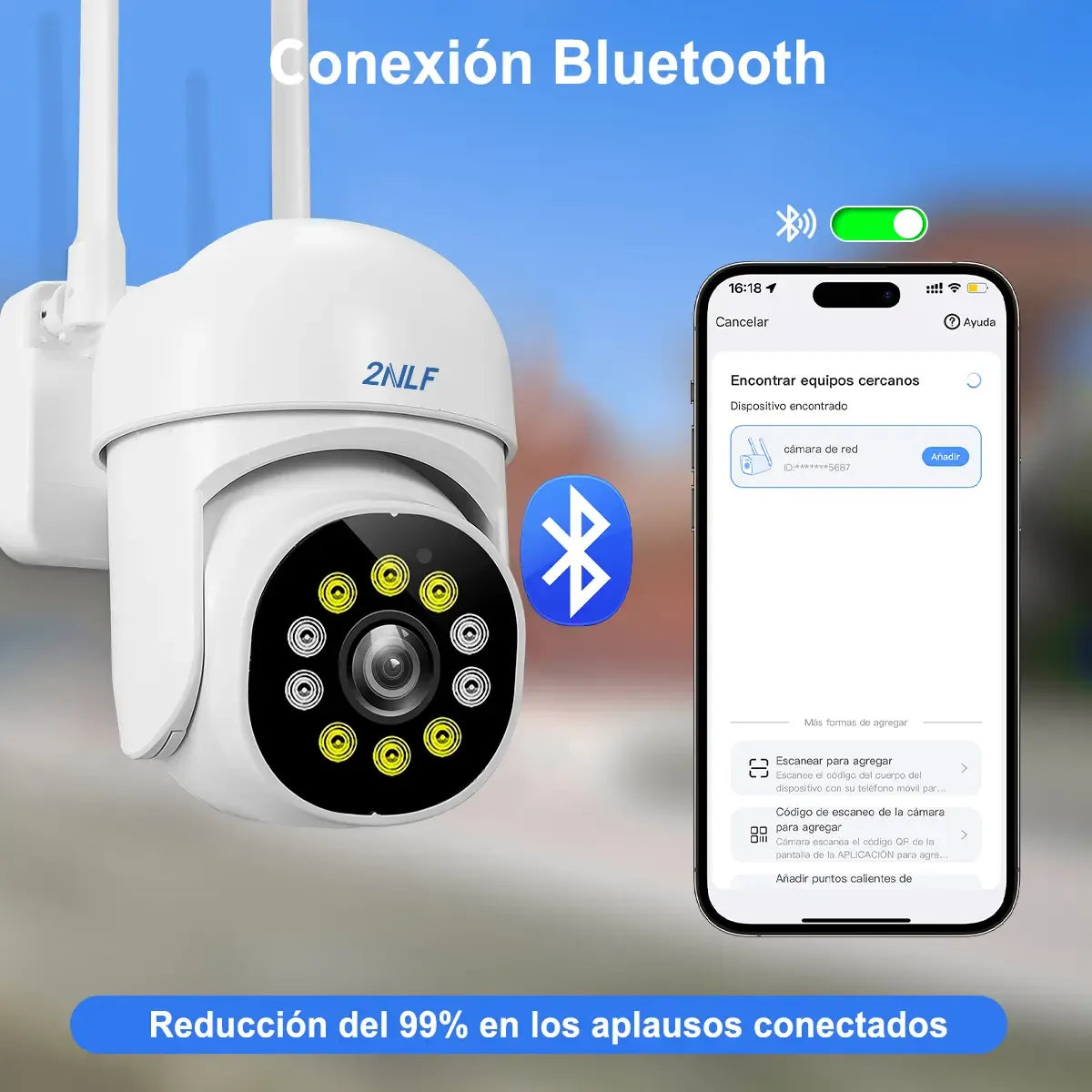 Cámara de Seguridad Exterior Wifi con Audio Bidireccional y Visión Nocturna