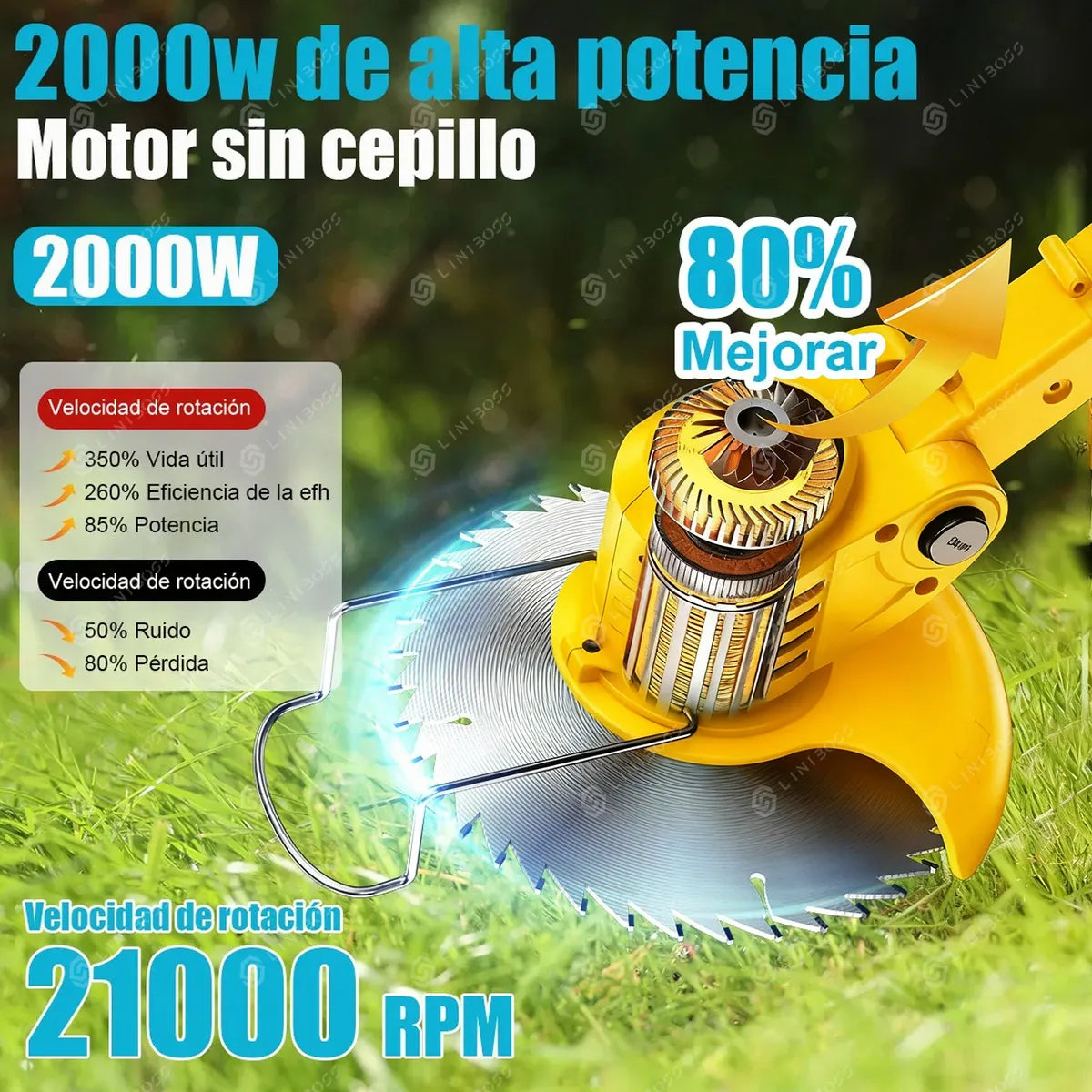 Desbrozadora Inalámbrica Eléctrica Pasto Podadora Plegable Amarillo - Metacompras