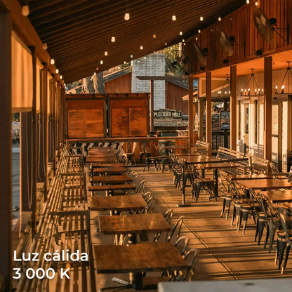 Serie de Luces Vintage LED 15 Focos 14.6m para Jardines y Eventos